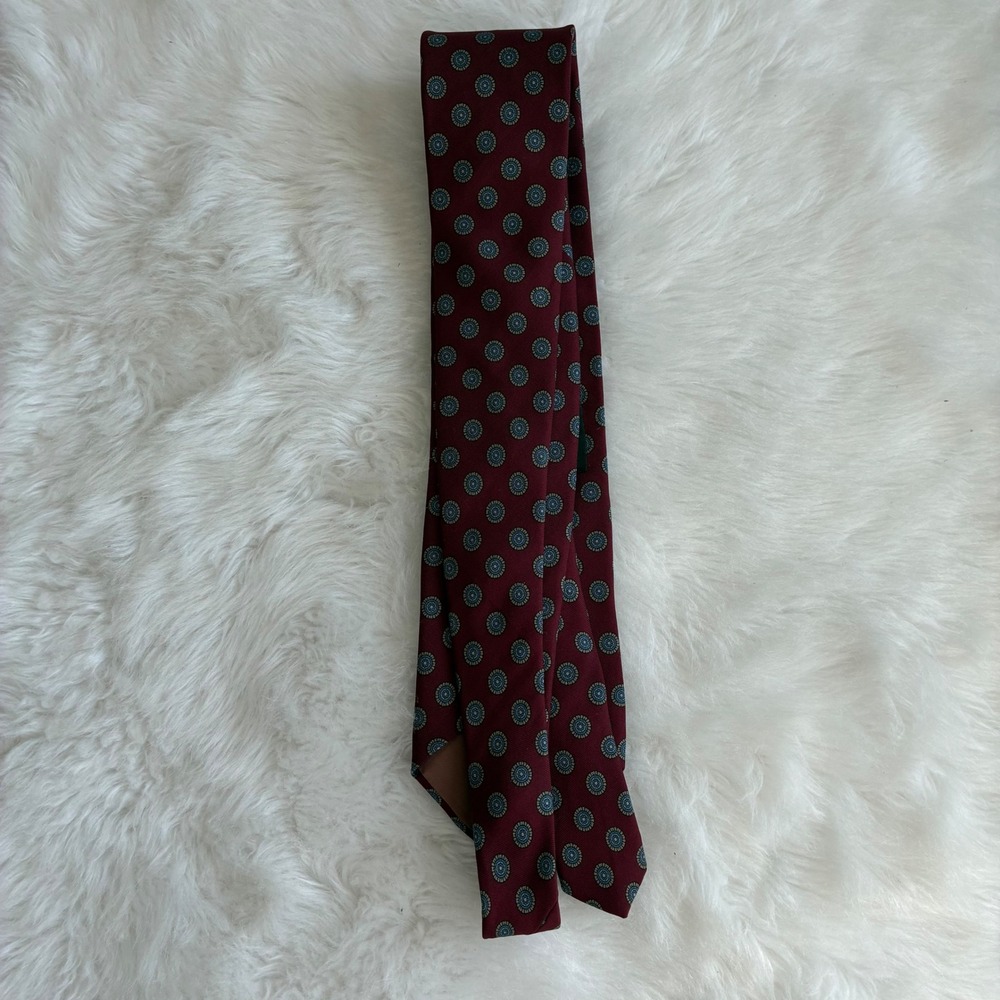 Bert Pulitzer Collectors Edition Silk Tie Burgundy Teal Medallion Foulard USA - Picture 5 of 5
